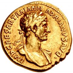 Aureus - Hadrian P M TR P COS DES II ORIENS, Sol