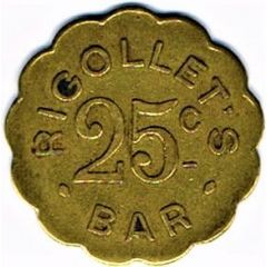 25 centimes - Type 2 - Rigollet`s bar - Paris 75