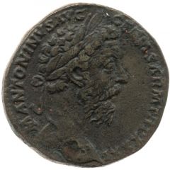Sestertius - Marcus Aurelius and Commodus IMP VIII COS III P P LIBERALITAS AVG VII S C