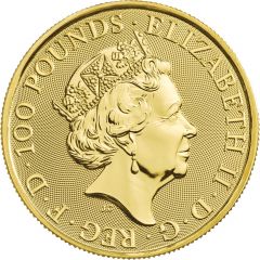 100 Pounds - Elizabeth II White Lion of Mortimer, 1 oz Fine Gold