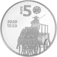 5 Euros 500 years of portuguese post office, Silver