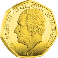 50 Pence - Charles III Battle of Britain - Spitfire Attack, Gold plated