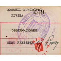 100 Pesetas Tivissa