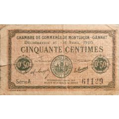 50 Centimes - Chambre de Commerce de Montluçon - Gannat 03