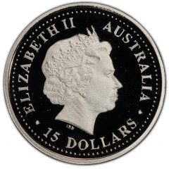 15 Dollars - Elizabeth II 4th Portrait - Koala - Platinum