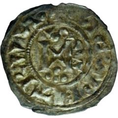 Denier - Stephen V and emperor Charles III IPA monogram