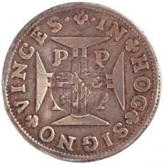 200 Réis - Luis I Countermark `CROWNED G.P.` over 6 Vinténs - Pedro II, Porto