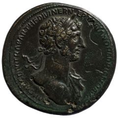 Sestertius - Hadrian PONT MAX TR POT COS DES II FORT RED SC, Fortuna