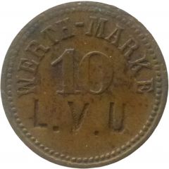 10 Pfennig Werth-Marke, Countermarked `L.V.U.`