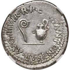 Denarius - Mark Antony M•ANTON•IMP•AVG•III•VIR•R•P•C / L•PLANCVS•IMP•ITER