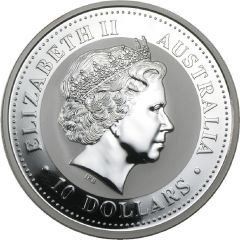 10 Dollars - Elizabeth II 4th Portrait - Year of the Dragon - Silver Bullion Coin
