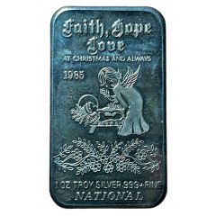 1 Oz Silver - National Refiners Assayers Faith, Hope, Love at Christmas