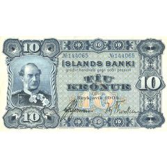 10 Krónur - Christian IX Íslands Banki, privat bank issue