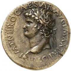 Sestertius - Nero PORT AVG S C, Neptune and Tiber