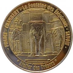 Jeton touristique - Atelier des Trésors - Chambéry - La fontaine des éléphants Je porte bonheur