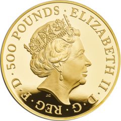 500 Pounds - Elizabeth II Lion of England, Gold Piedfort