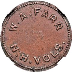 5 Cents - Civil War Sutler Token - W.A. Farr 14th New Hampshire Volunteers