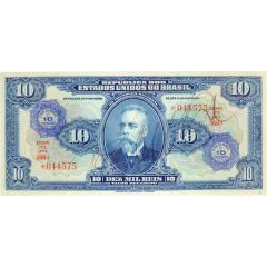 10 Cruzeiros overprint on 10 Mil Réis P# 39
