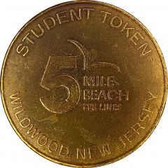 Student Token - 5 Mile Beach Bus Lines Wildwood, New Jersey