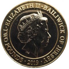 2 Pounds - Elizabeth II 60th Anniversary of Jersey Zoo - Bat