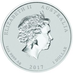 1 Dollar - Elizabeth II 4th Portrait - Year of the Rooster - Silver Bullion Coin