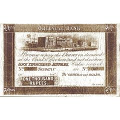 1000 Rupees Oriental Bank, Bombay