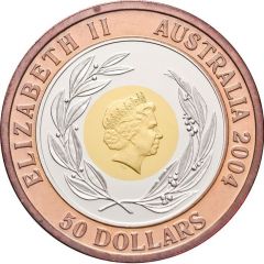 50 Dollars - Elizabeth II 4th Portrait - Olympic Games 2004 - Tri-Metalic