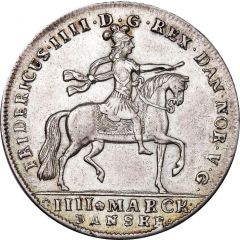 4 Mark Dansk `Rytterkrone` - Frederik IV Type 1