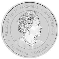 1 Dollar In the name of Elizabeth II, 6th Portrait - Year of the Dragon, Silver Yellow Coloured