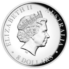 8 Dollars - Elizabeth II 4th Portrait - Australian Wedge-Tailed Eagle - Silver High-Relief Coin