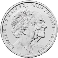20 Pounds - Elizabeth II Platinum Wedding, Fine Silver