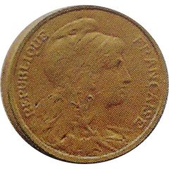 1 Centime Piéfort bronze doré, sans le mot essai sur flan mat