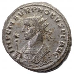 Antoninianus - Probus Imperial mantle, left, sceptre surmounted by eagle, ROMAE AETERNAE, Roma