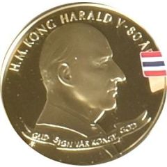 Medal - Harald V 80th Birthday Gold plated silver