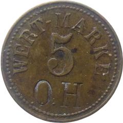 5 Pfennig Wert-Marke, Countermarked `OH`