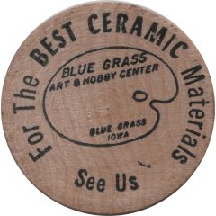 Wooden Nickel - Art & Hobby Center Blue Grass, Iowa