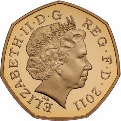 50 Pence - Elizabeth II Aquatics, Gold Proof