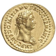 Aureus - Domitian P M TR POT III IMP V COS X P P, Minerva