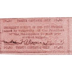 20 Centavos Emergency Script of the Philippines