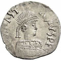 1/2 Siliqua In the name of Anastasius I, Sirmium, large bust with bumpy back and SRM