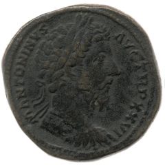 Sestertius - Marcus Aurelius IMP VI COS III S C, Virtus