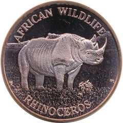 1 oz Copper African Wildlife - Rhinoceros