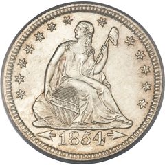 1/4 Dollar `Seated Liberty Quarter` without motto, with date arrows