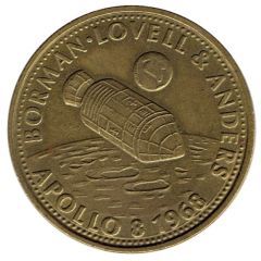 Shell Token - Man in Flight - Borman, Lovell and Anders, Apollo 8 brass, round