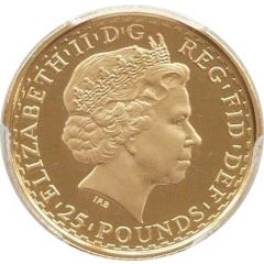 25 Pounds - Elizabeth II 4th portrait, 1/4 oz Fine Gold
