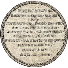 Medal - Marriage of Friedrich I. and Luise Dorothea Sophie von Brandenburg