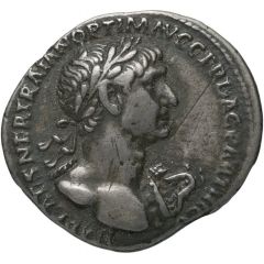 Denarius - Trajan P M TR P COS VI P P S P Q R, Sol
