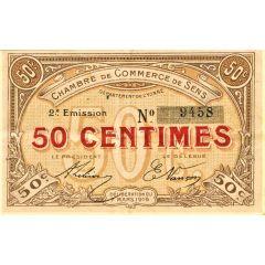 50 Centimes - Chambre de Commerce de Sens 89