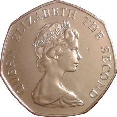 50 Pence - Elizabeth II 2nd portrait, small type