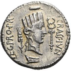 Denarius Q. Caecilius Metellus Pius Scipio and P. Licinius Crassus